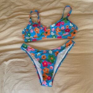 Floral Bikini Set with Multicolor Flowers